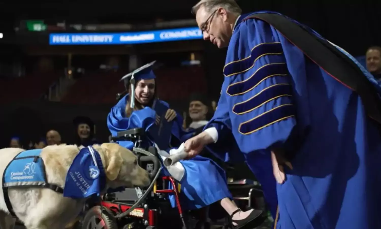 Devoted dog receives diploma alongside his human