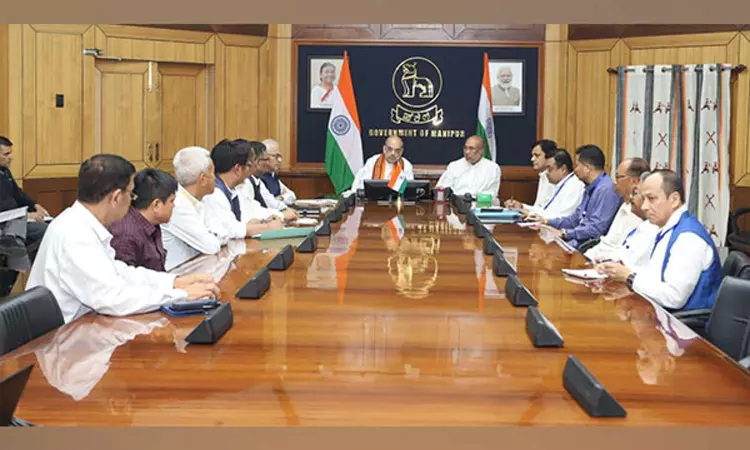 Shah chairs high-level meeting in Manipur over violence in State Shah chairs high-level meeting in Manipur over violence in State