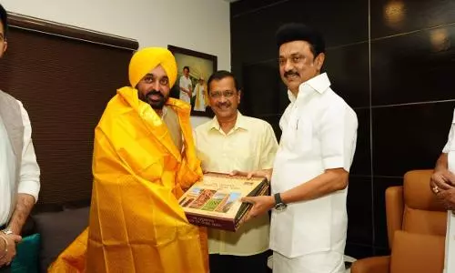Kejriwal & Mann meet Stalin to seek support against Centre’s Ordinance