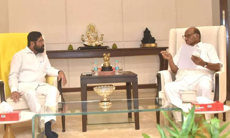 NCP President Sharad Pawar meets Eknath Shinde in Mumbai