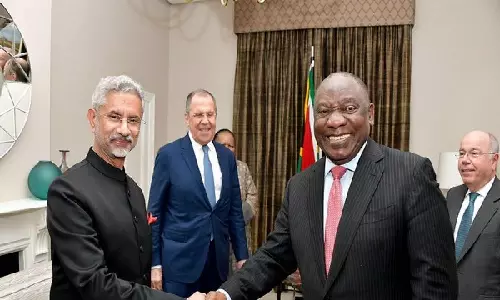 Jaishankar calls on South Africas President on sidelines of BRICS meeting