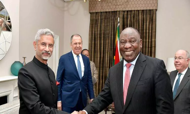 Jaishankar calls on South Africas President on sidelines of BRICS meeting Jaishankar calls on South Africas President on sidelines of BRICS meeting