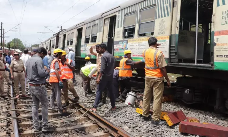 Suburban train derails near Basin Bridge railway station Suburban train derails near Basin Bridge railway station