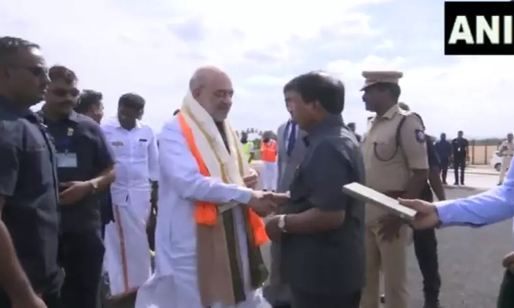 Amit Shah arrives in Vellore, set to attend public meeting