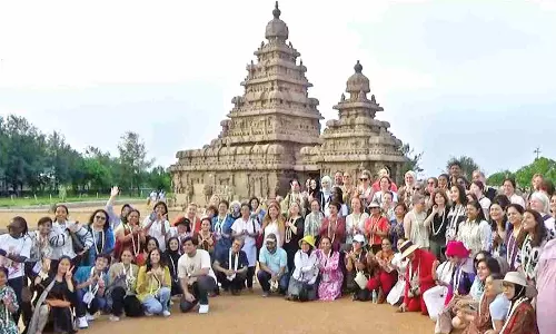 Women’s G20 summit delegates visit tourist attractions in Mahabalipuram