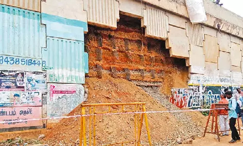 Retaining wall of Sengipatti road bridge collapses  