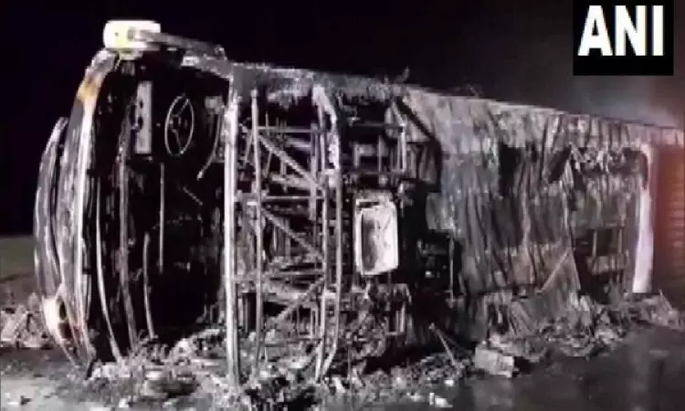 26 people charred to death as bus catches fire on Samruddhi Mahamarg Expressway 26 people charred to death as bus catches fire on Samruddhi Mahamarg Expressway