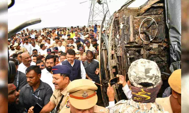 Maharashtra: Shinde, Fadnavis reach Buldhana bus accident site