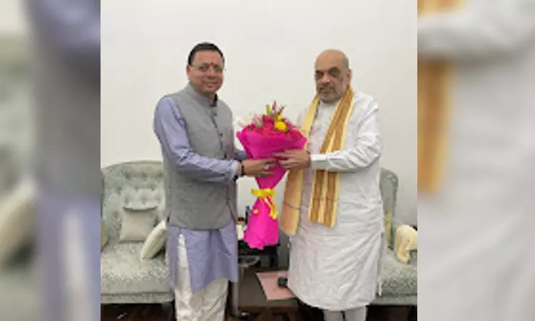Ukhand CM meets Union Home Minister Amit Shah in New Delhi