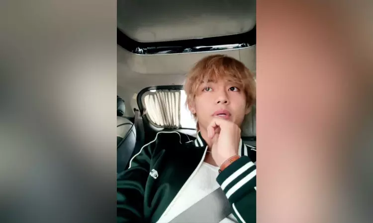 BTS V says namaste on live video while traveling from airport