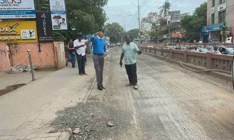 GCC Commissioner J Radhakrishnan inspects road works in Chennai