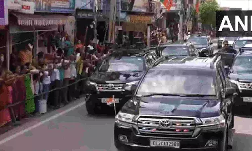 After hitting out at BRS, Congress,Modi holds mega roadshow in Warangal