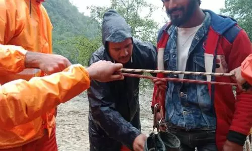 NDRF evacuates 6 stranded persons across swollen river in Himachal