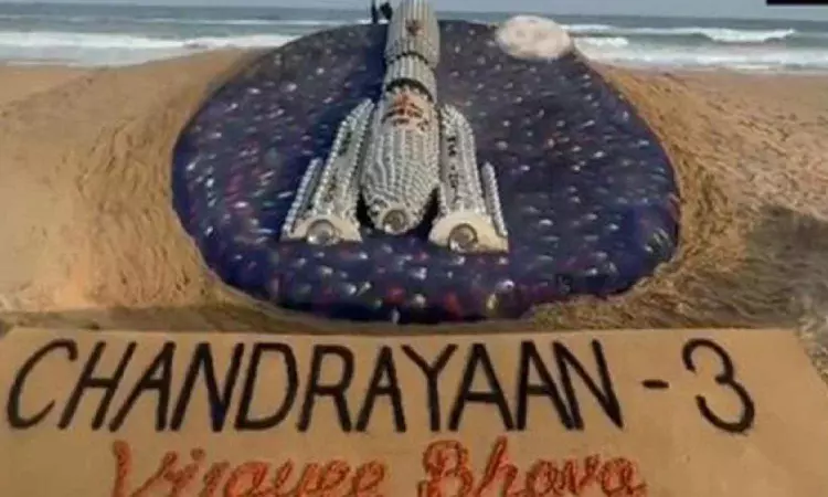 Chandrayaan-3: Sand artist wishes ISRO success with its latest space mission Chandrayaan-3: Sand artist wishes ISRO success with its latest space mission