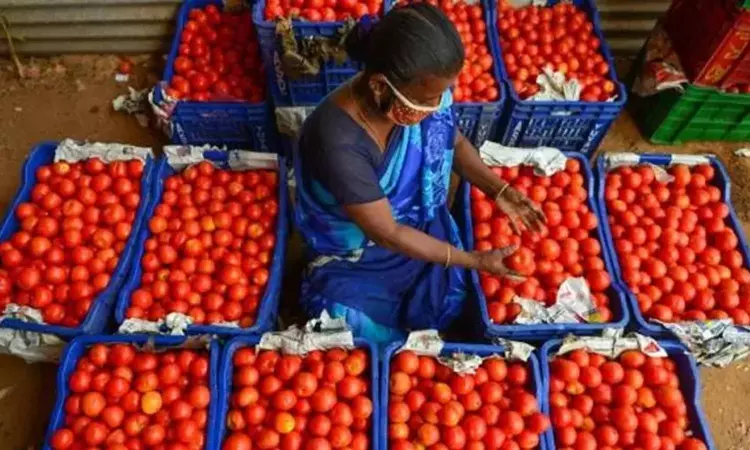 Tomato price hiked by Rs 10 in Chennais Koyambedu market Tomato price hiked by Rs 10 in Chennais Koyambedu market