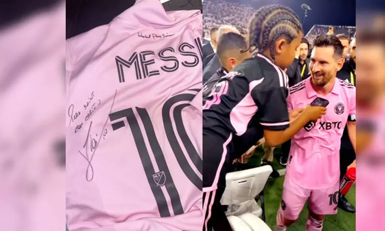 Kim Kardashians son Saint gets a signed shirt as gift from Messi