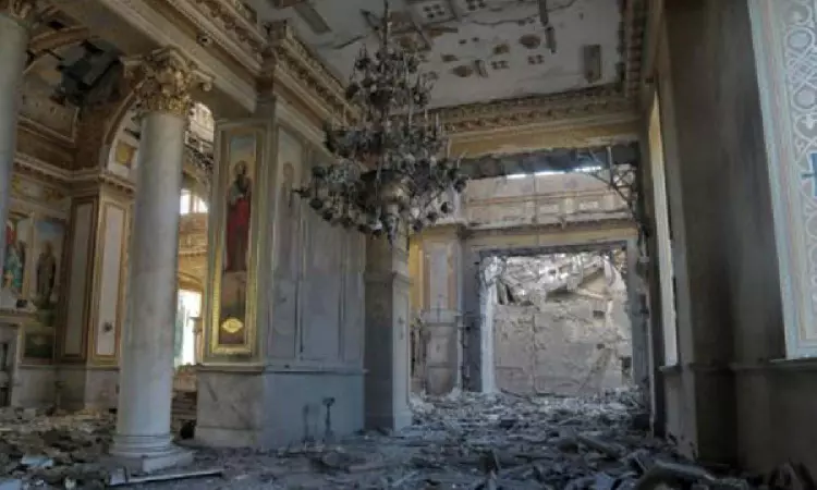 Russian missile strikes damage historic Orthodox Ukrainian cathedral in Odesa