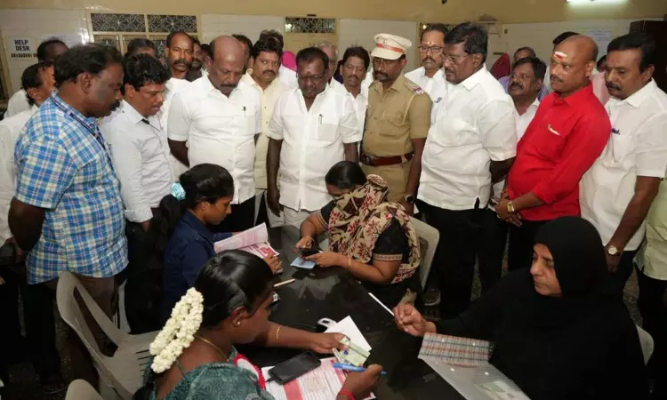 Ma Su inspects registration camps of Kalaignar Magalir Urimai Thittam