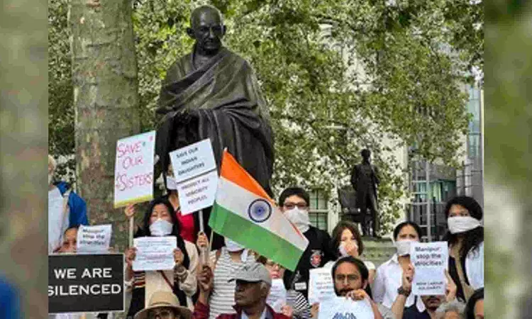 Silent protest march held in London over Manipur violence Silent protest march held in London over Manipur violence