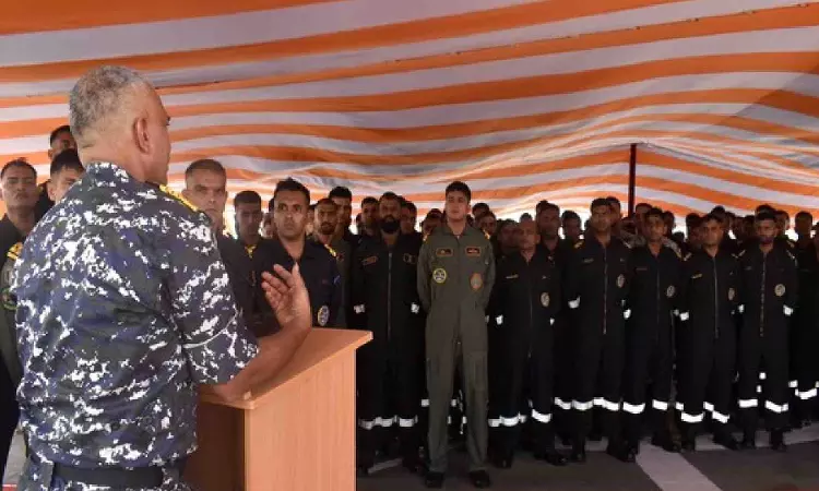 Oman: Indian Navy Chief interacts with INS Trinkand mission crew in Duqm