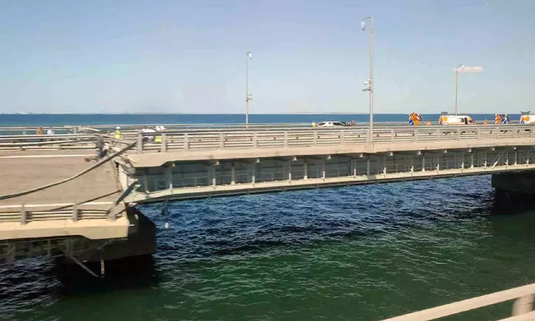 Russian tanker hit by sea drone near Crimea Bridge