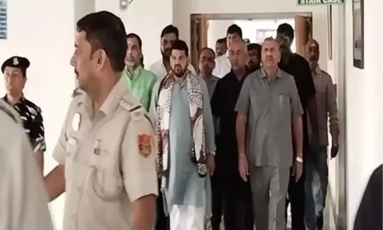 Brij Bhushan arrives at Rouse Avenue Court for hearing in sexual harassment case Brij Bhushan arrives at Rouse Avenue Court for hearing in sexual harassment case