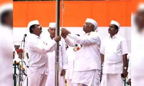 Kharge hoists Tricolour at Cong HQ, says Constitution facing grave danger