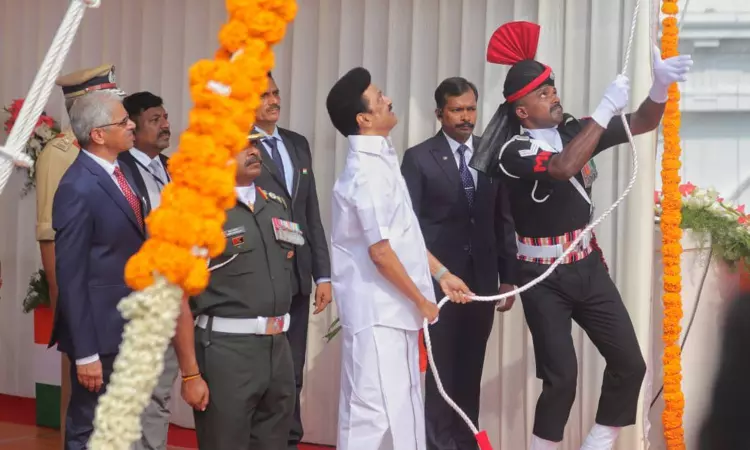 I-Day: Stalin hoists national flag at Fort St George in Chennai