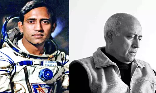 Lone Indian in space over Moon on Gaganyaan
