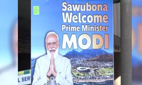 Johannesburg set to welcome global leaders; tall screens ft Modi erected