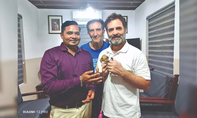 Karur bizman gifts two Jack Russell Terrier puppies to Rahul