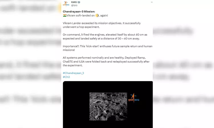 India’s moon lander Vikram hopped & soft landed again