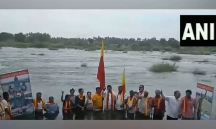 Pro-Kannada organisations protest against Cauvery water release to TN