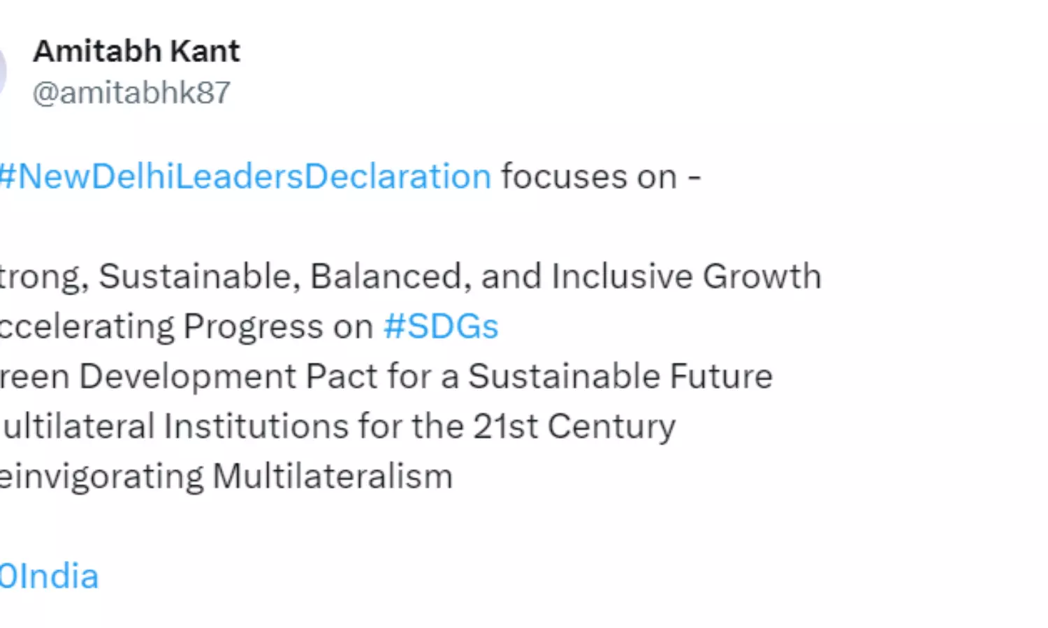 G-20 in India| G 20 Sherpa Amitabh Kant tweets,... ... G20 Summit live updates: Delegates arrive to attend special dinner hosted by Prez Murmu G-20 in India| G 20 Sherpa Amitabh Kant tweets,... ... G20 Summit live updates: Delegates arrive to attend special dinner hosted by Prez Murmu