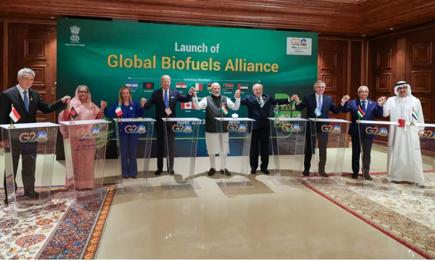 The launch of the Global Biofuels Alliance marks... ... G20 Summit live updates: Delegates arrive to attend special dinner hosted by Prez Murmu The launch of the Global Biofuels Alliance marks... ... G20 Summit live updates: Delegates arrive to attend special dinner hosted by Prez Murmu