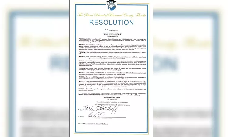 Florida county recognises November as Hindu Heritage Month Florida county recognises November as Hindu Heritage Month