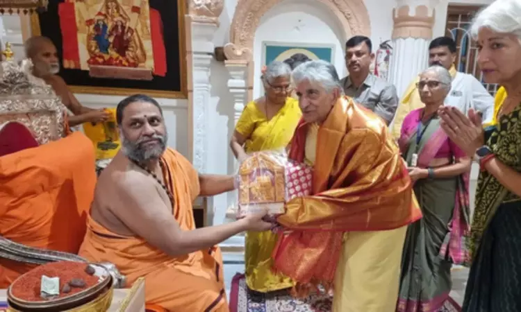 British PM Rishi Sunak’s parents visit Andhra temple