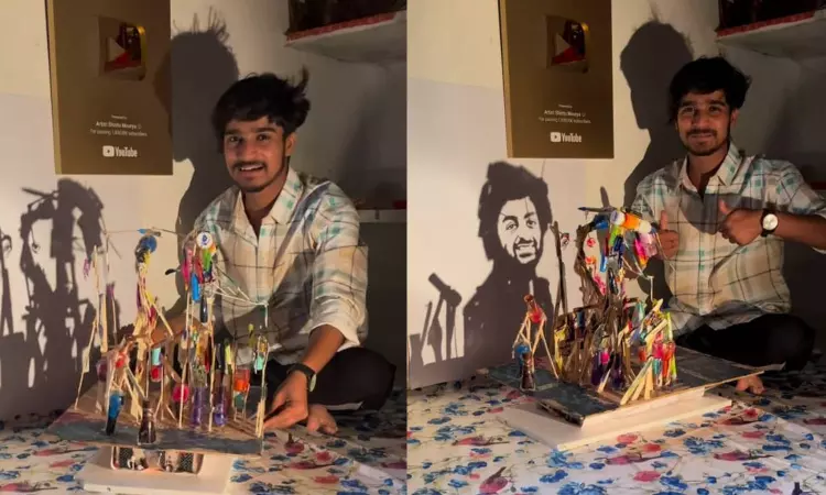 Watch: Indian artists shadow portrait of popular singer Arjith Singh stuns netizens Watch: Indian artists shadow portrait of popular singer Arjith Singh stuns netizens