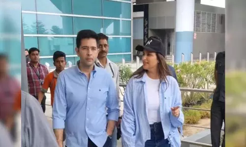 Parineeti, Raghav twin in blue as duo spotted at airport