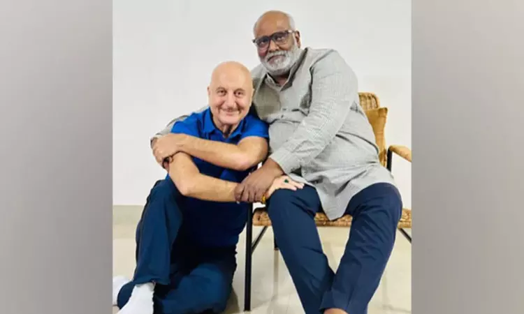 Anupam Kher learns how to play piano from MM Keeravani Anupam Kher learns how to play piano from MM Keeravani