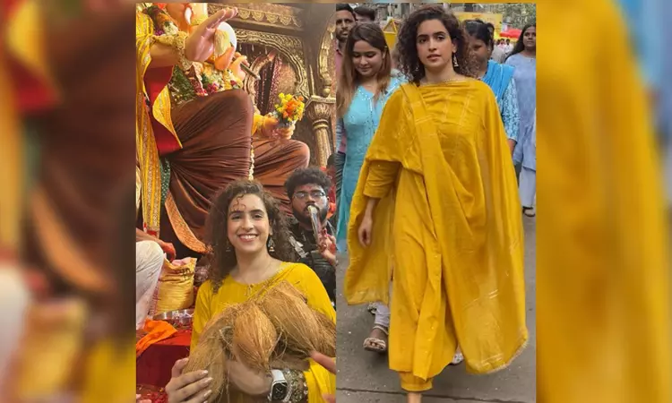 Sanya Malhotra exudes grace as she visits Lalbaugcha Raja
