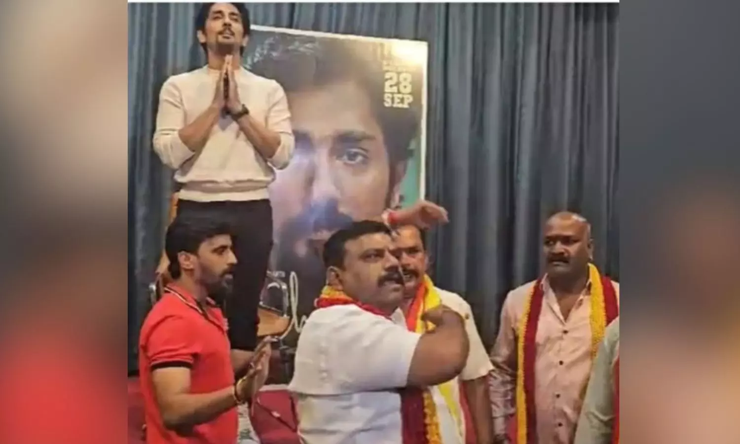 Kannada activists force actor Siddharth to end conference to promote Tamil movie