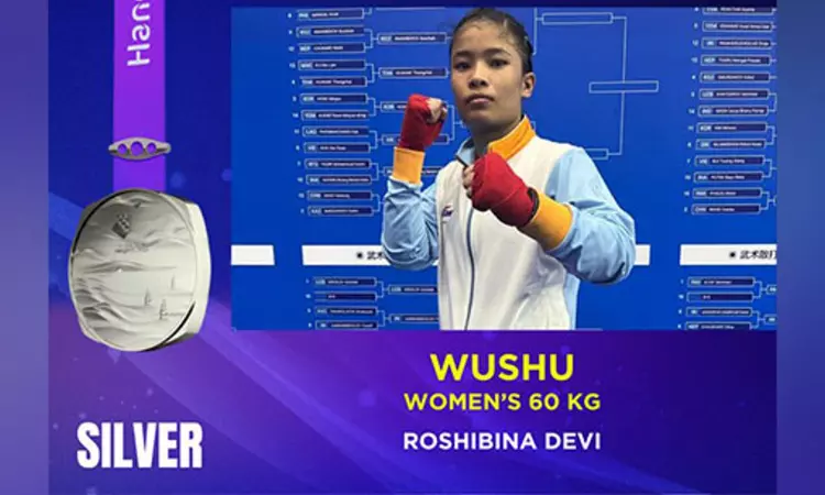 Asian Games: Manipurs Roshibina Naorem settles for silver in Womens 60kg Wushu Asian Games: Manipurs Roshibina Naorem settles for silver in Womens 60kg Wushu