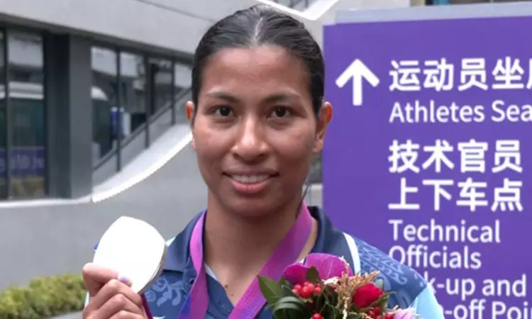 India boxer Lovlina Borgohain after winning silver at Asian Games India boxer Lovlina Borgohain after winning silver at Asian Games
