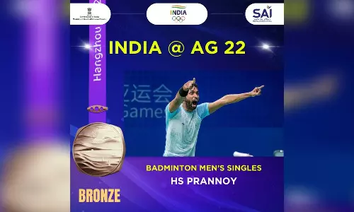 Asian Games: Indian shuttler HS Prannoy bags bronze medal in Mens singles category Asian Games: Indian shuttler HS Prannoy bags bronze medal in Mens singles category