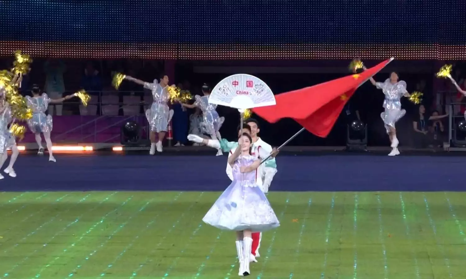 Topper China arrives holding their board up ! ... Asian Games 2023 Closing ceremony live: 19th Hangzhou Asian Games declared closed