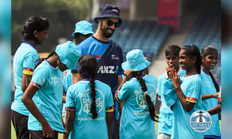 New Zeland team conducts cricket clinic with children from Chennai New Zeland team conducts cricket clinic with children from Chennai