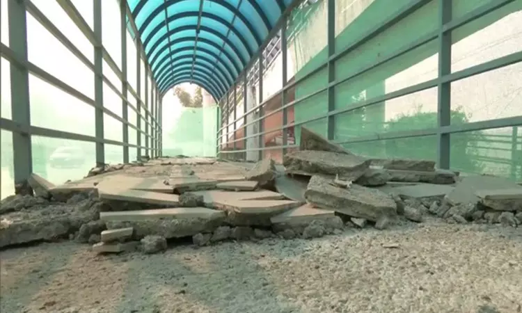 Portion of foot-over bridge collapses in Delhis Laxmi Nagar