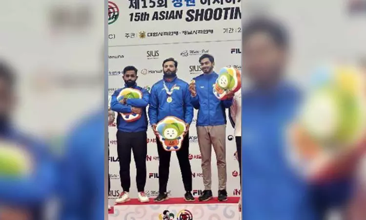 Asian Shooting Championship: Anant, Gurjoat, Angad clinch gold in Mens team skeet