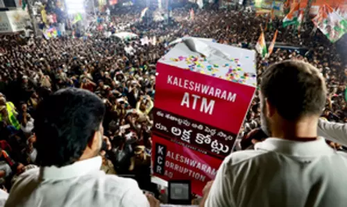 Rahul visits Medigadda barrage after accusing KCR govt of corruption in construction